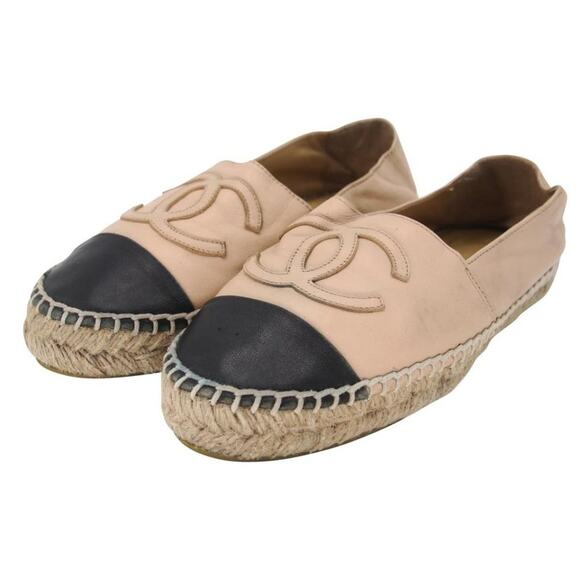 Chanel Espadrille 38 CC Leather Cap Toe Flats CC-0717N-0003 - Picture 4 of 9